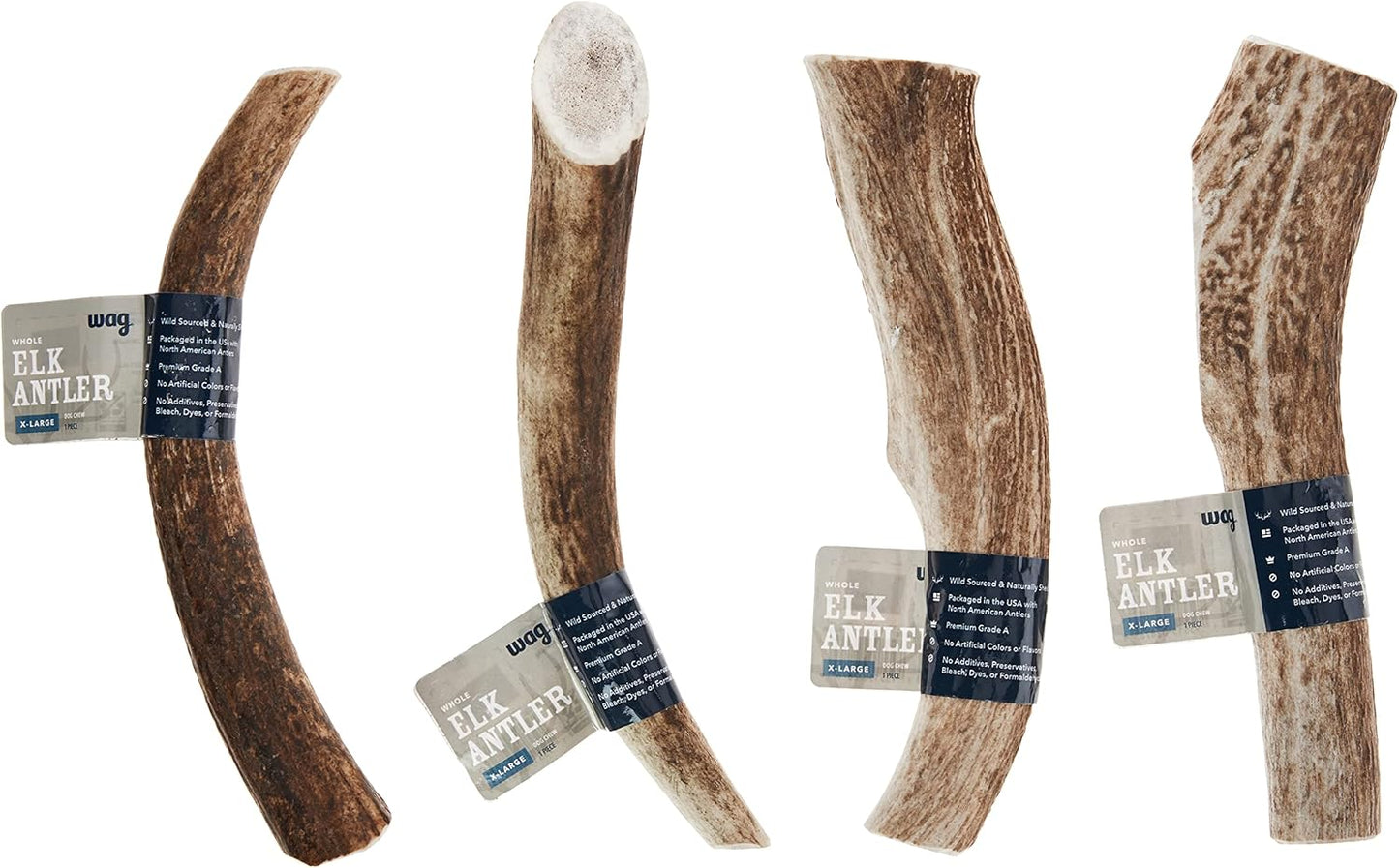 Amazon Brand - Wag Elk Antler - Whole - Long Lasting for Aggressive Chewers - X-Large 9.5-10.5 Inches (Best for Dogs over 45 Lbs)