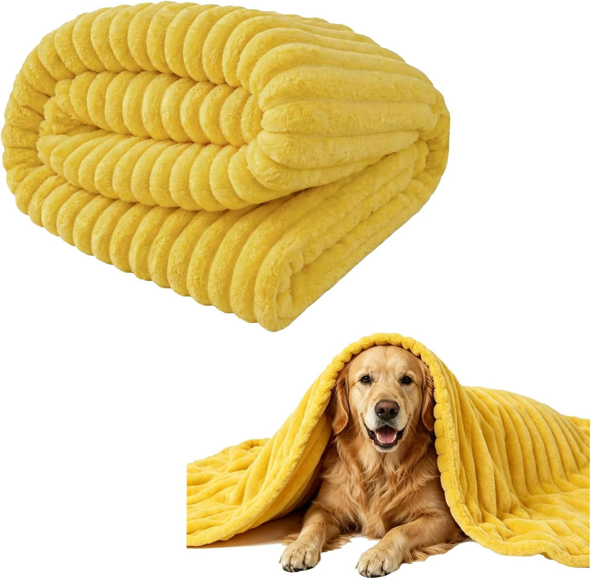 Yellow Dog Blanket, Emotional Support Blanket Yellow, Dog Security Blanket, Designed for Pets, Bed, Crate & Car, Machine Washable for Dogs & Cats Daily Use (Bright Yellow, 70*100Cm/ 27.55*39.37In)