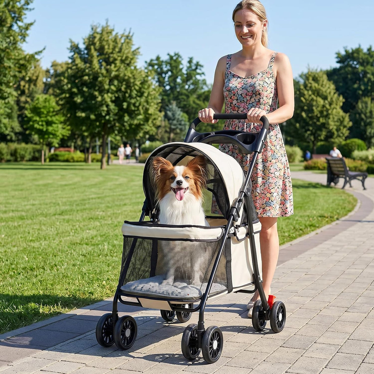 GTPLAYER Pet Stroller Cooling Mat for Cats & Small Dogs, 22.44"×13.39" Instant Self-Cooling Pad, Portable Kennel Mat for Stroller, Bed, Floor, Car Travel, Outdoor Summer Use, White