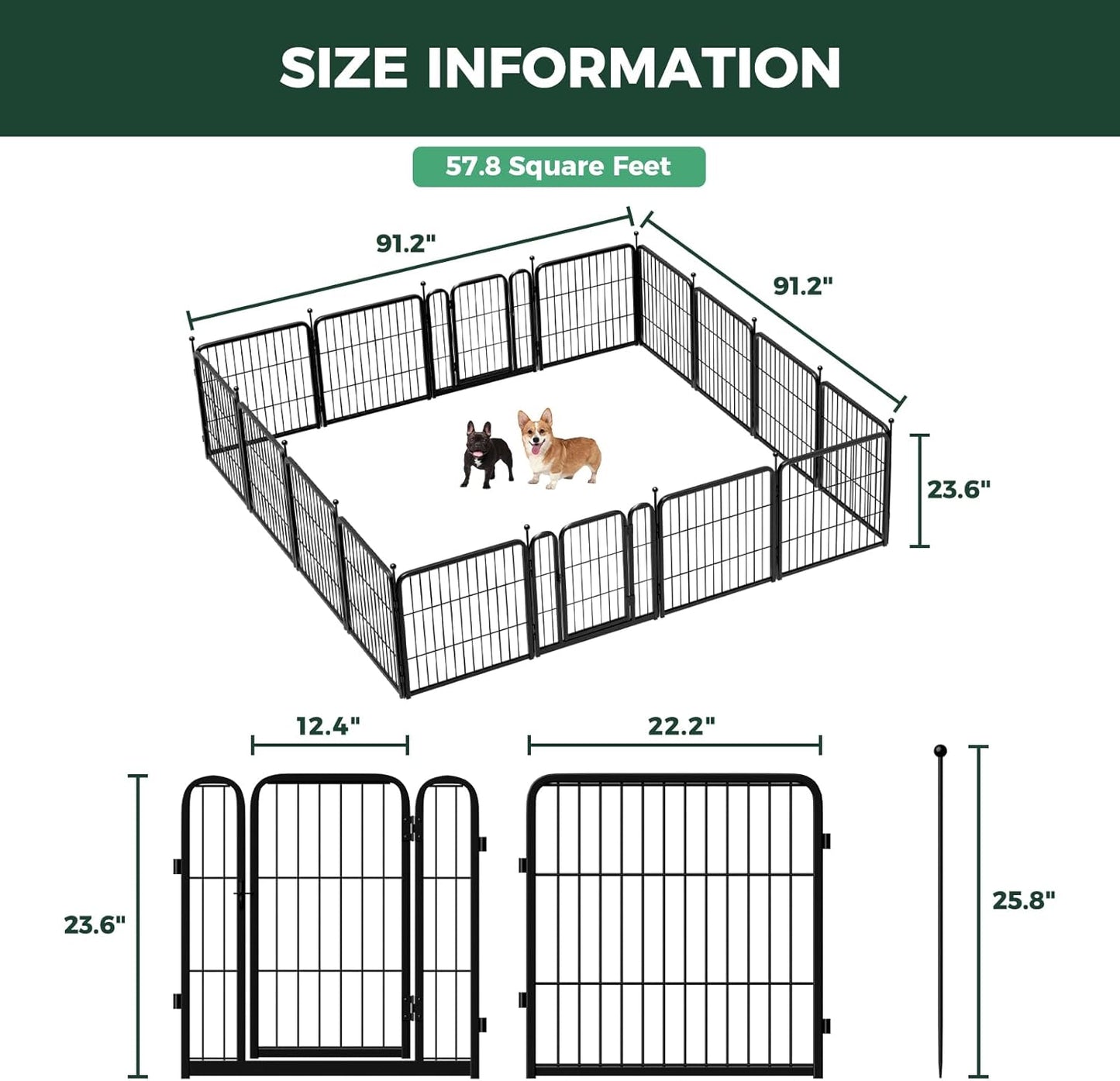 FXW Rollick Unleashed Dog Playpen for Indoor, Yard, RV Camping, 24 Inch 16 Panels for Small and Puppy Dogs, Black│Patented