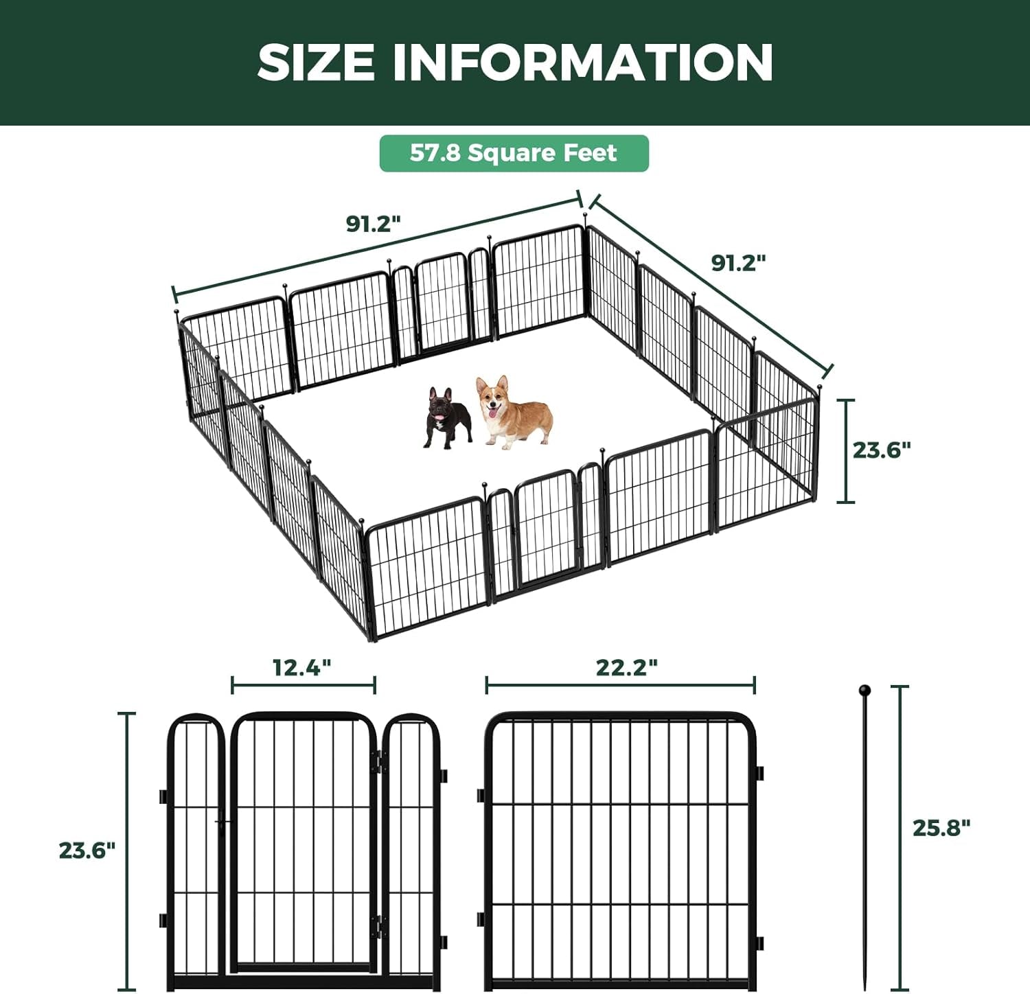 FXW Rollick Unleashed Dog Playpen for Indoor, Yard, RV Camping, 24 Inch 16 Panels for Small and Puppy Dogs, Black│Patented