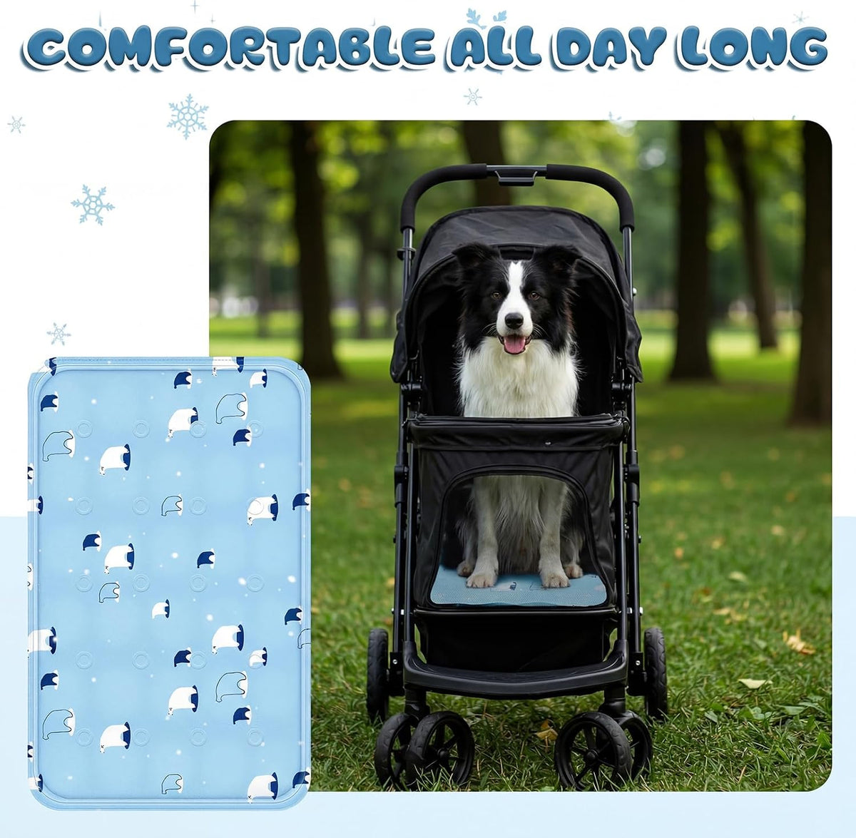 Nuanchu Pet Cooling Mat, Sky Blue Bear, 23.62 X 35.43 Inches, 1 Pcs