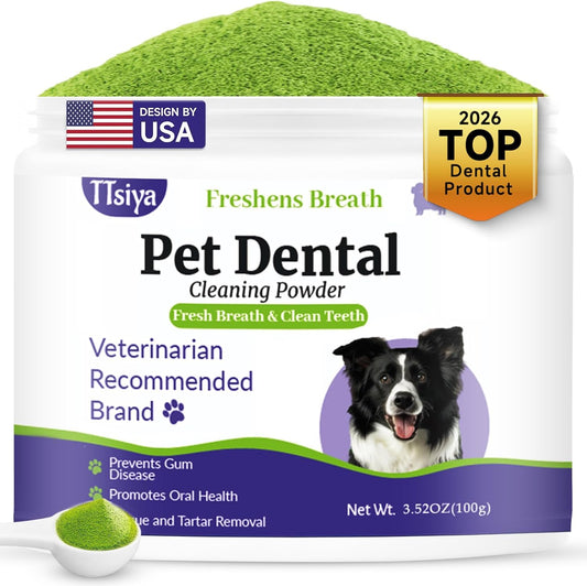 Dog Dental Cleaning Powder - Probiotic Dental Care Freshens Breath, Controls Plaque, and Removes Tartar.For All Dog Breeds 100G