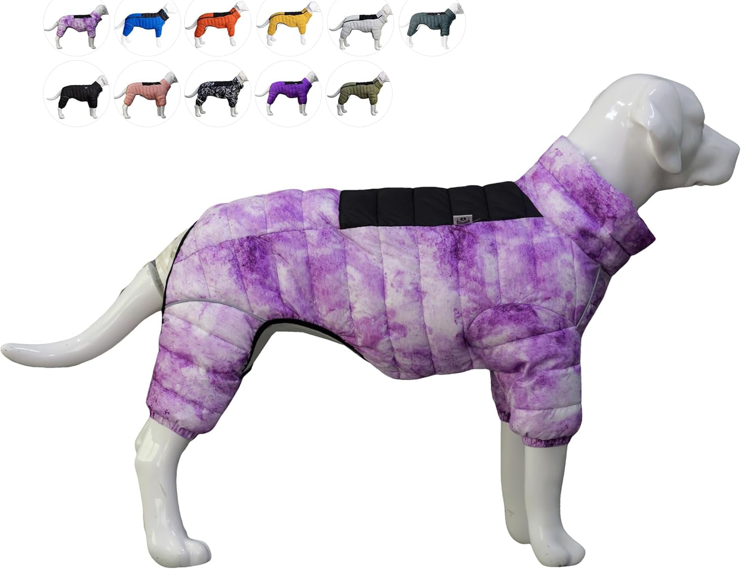 Micai Warm Dog Coat - 4 Legs Covered Waterproof Windproof Reflective Vest, Zippered Adjustable Outdoor Snow Jacket for Small Medium Large Dogs - Purple XXXL