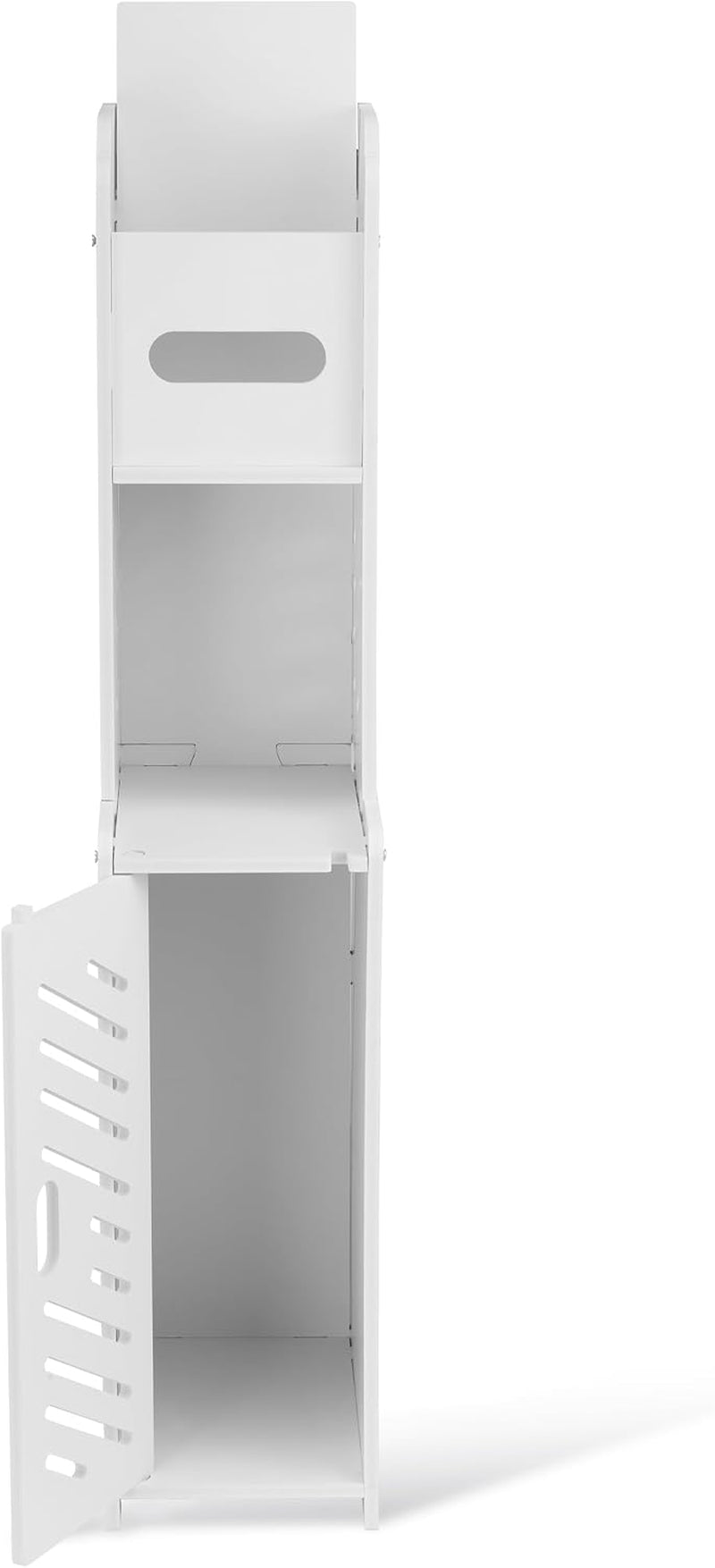 Doxo White Toilet Paper Holder Stand, Large Capacity Slim Bathroom Storage Cabinet and Organizers for Small Space, beside Toilet Storage Cabinet (White)