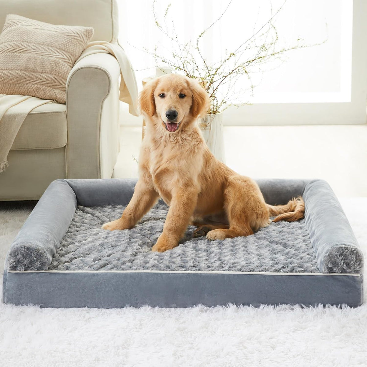 BFPETHOME Orthopedic Washable Large Dog Bed for Senior Dog Comfy Sleep