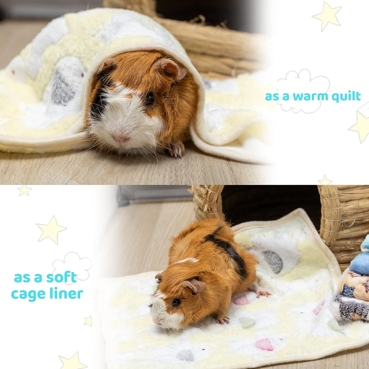 CUSOZWO Guinea Pig Bedding Mat 6 Pack, Soft Fleece Small Pet Blankets
