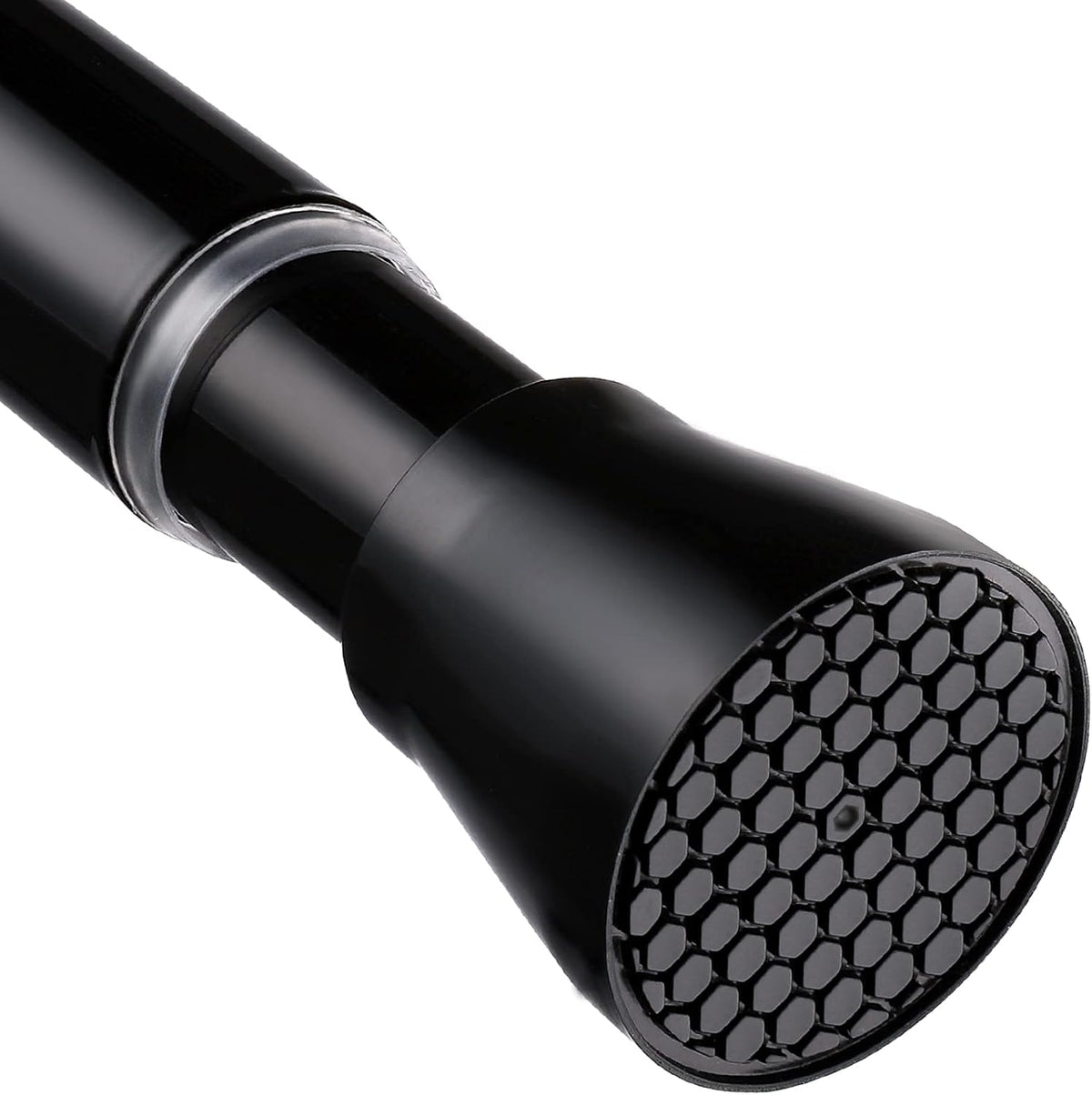 Black Spring Tension Curtain Rod 28-52 Inches, 7/8" Diameter Adjustable Shower Curtain Rod No Drill, Anti-Slip Heavy Duty Spring Curtain Rod for Windows Bathroom Kitchen Closet Doorway