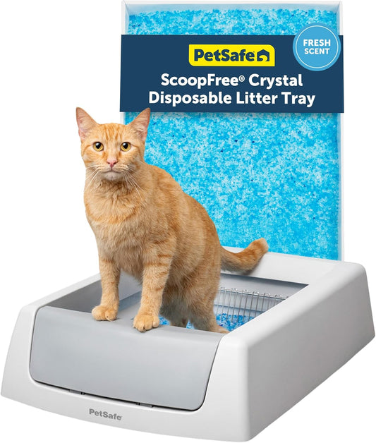 Petsafe Scoopfree Crystal Classic Self-Cleaning Litter Box System – Automatic Cat Litter Box - Advanced Odor Control – Includes Disposable Crystal Litter Tray (PAL00-17296)
