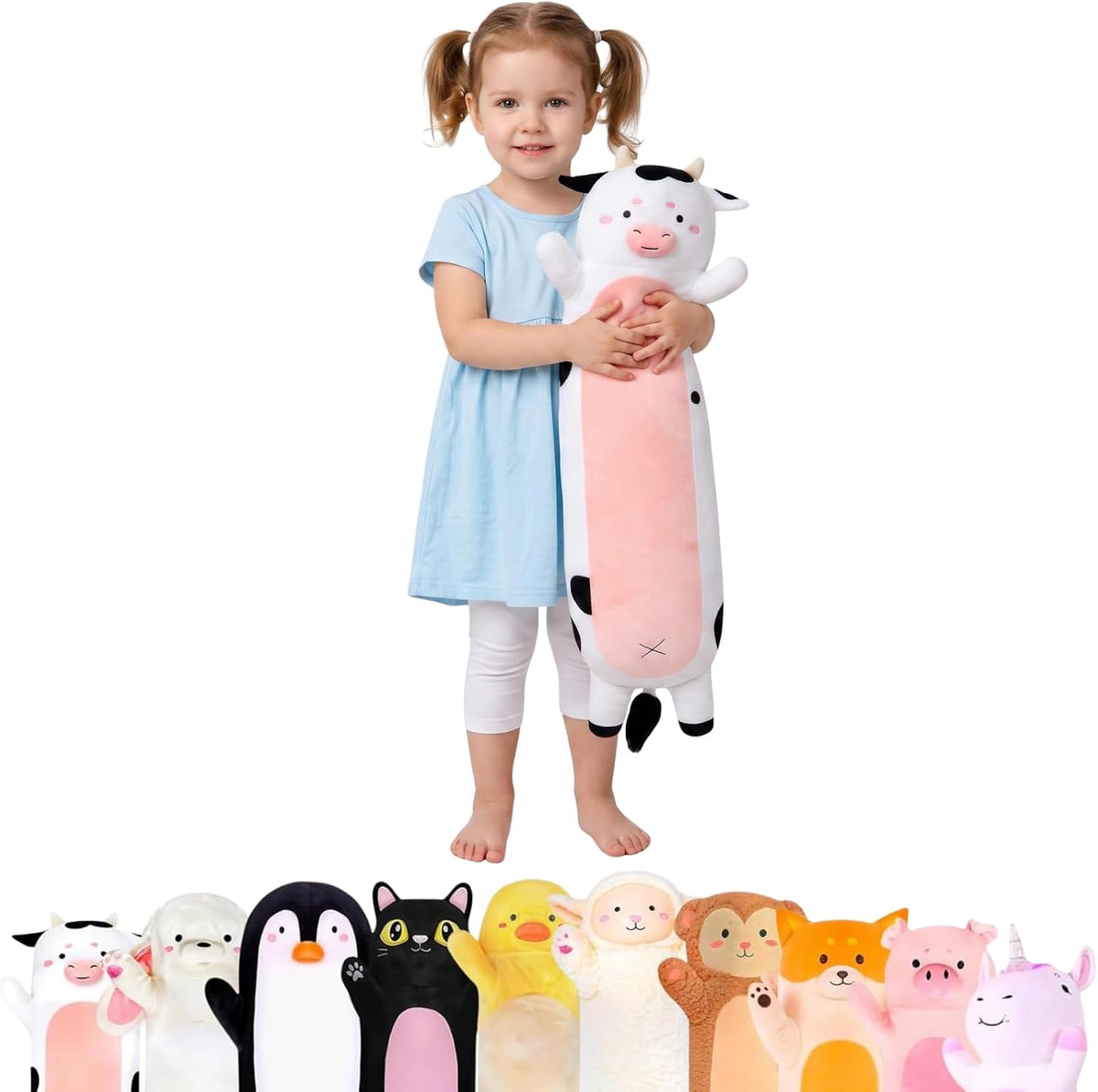 Cuddle Paws Cow Print Plush Body Pillow for Girls & Boys, Small, 23 Inches