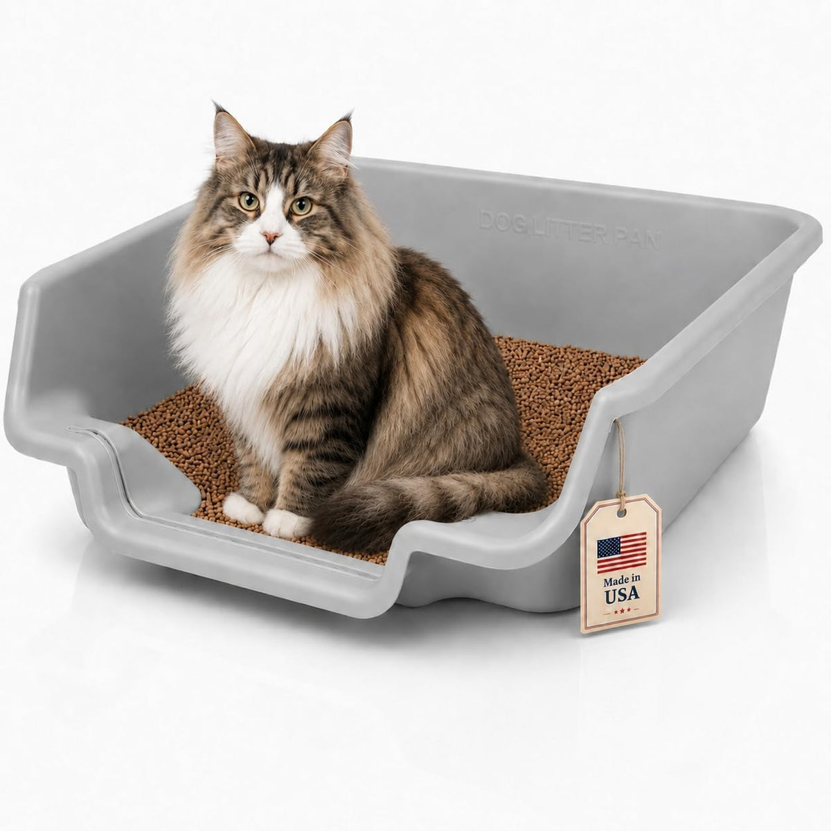 Kittygohere Senior Cat Litter Box Jumbo Low Entry Open Top, Misty Gray
