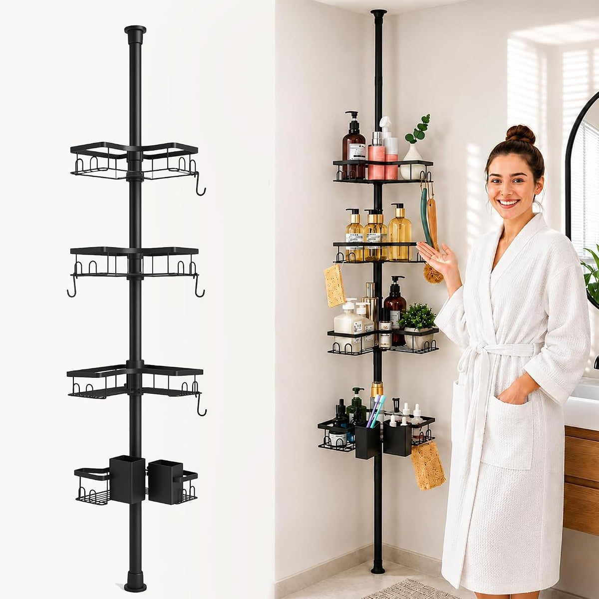 Tension Pole Corner Shower Caddy - Shower Racks for inside Shower