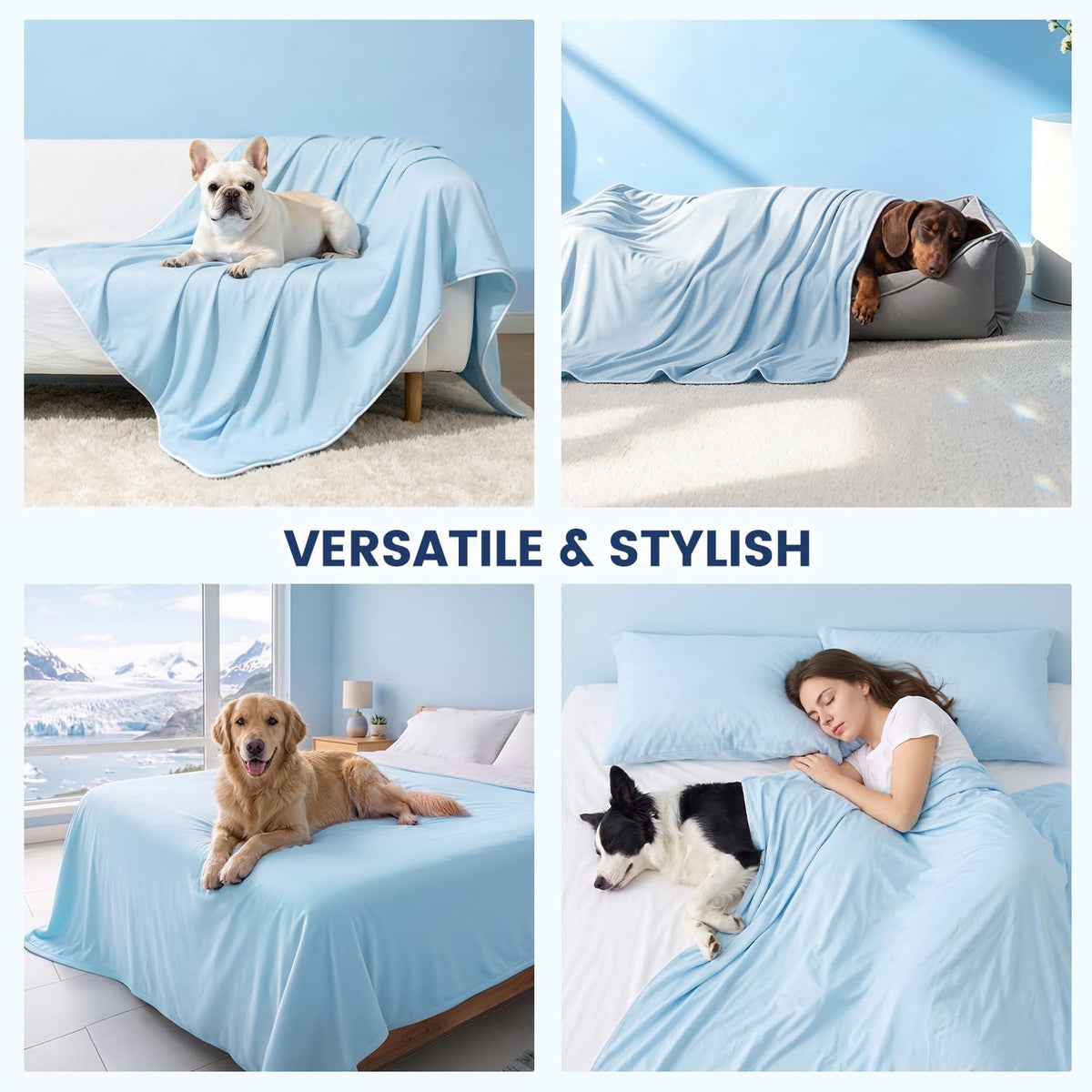 Mora Pets Cooling Blanket for Small Dogs Lightweight Soft Blue 29X40 Inch