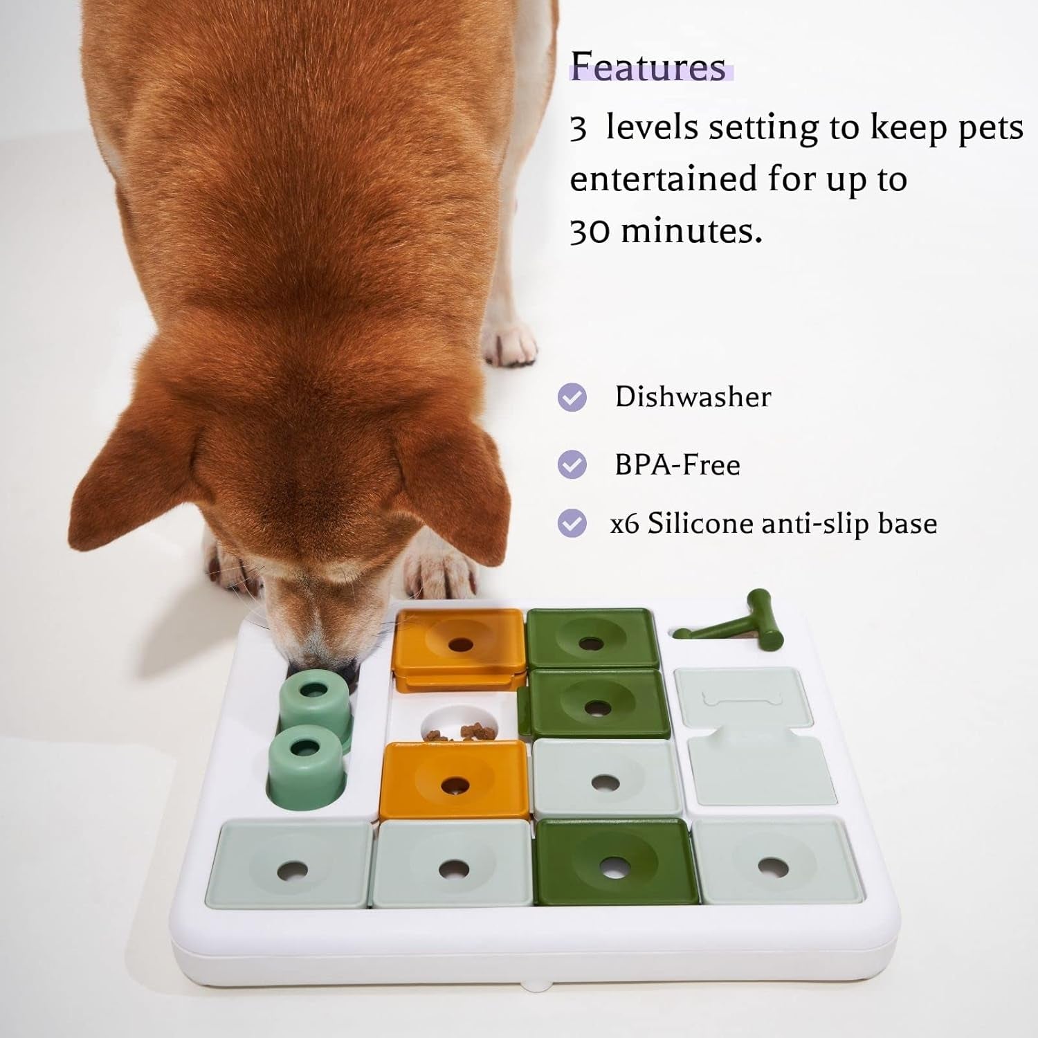 Barkwhiz Dog Puzzle Toy 3 Levels, Mental Stimulating for Boredom and Smart Dogs, Treat Puzzle for All Breeds Dog