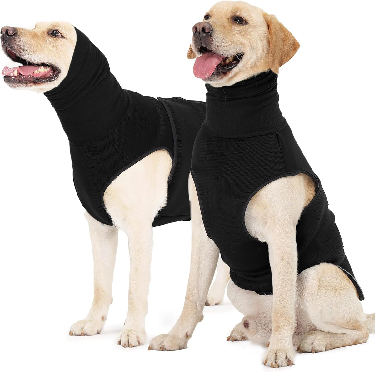 ROZKITCH Dog Anxiety Shirt with Ear Cover, Reflective Calming Vest for Storms & Separation, Breathable Dog Hoodie for Anxiety Relief Black 2XL