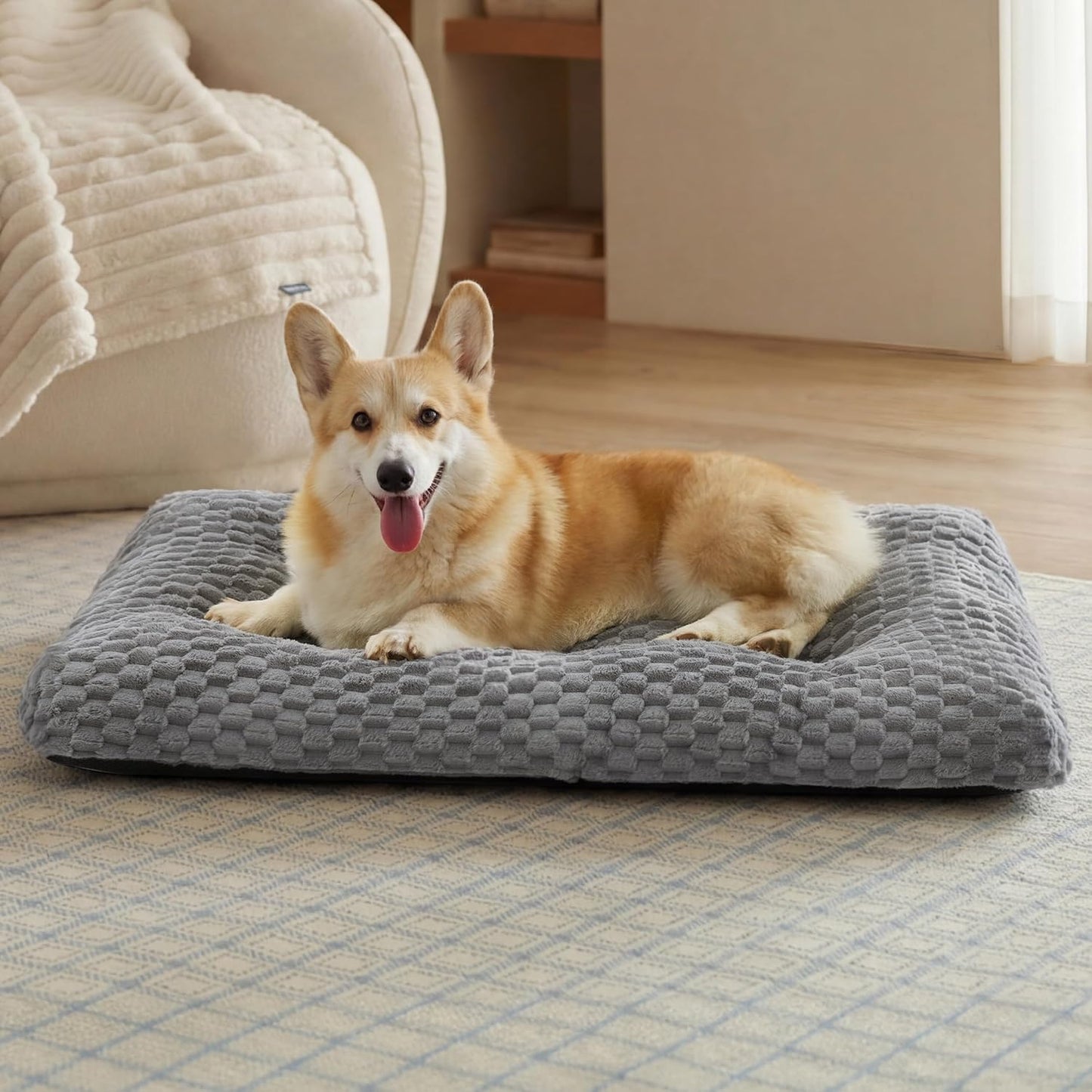 Bedsure Calming Dog Bed for Medium Dogs, Donut Pet Bed | Washable Dog Bed for Crate, Soft Fluffy Bubble Fleece Pet Bed