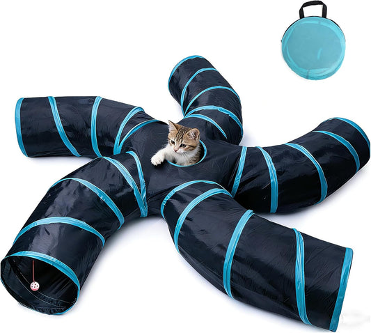 Cat Tunnel for Indoor Cats Large, with Bell Ball S-Shape