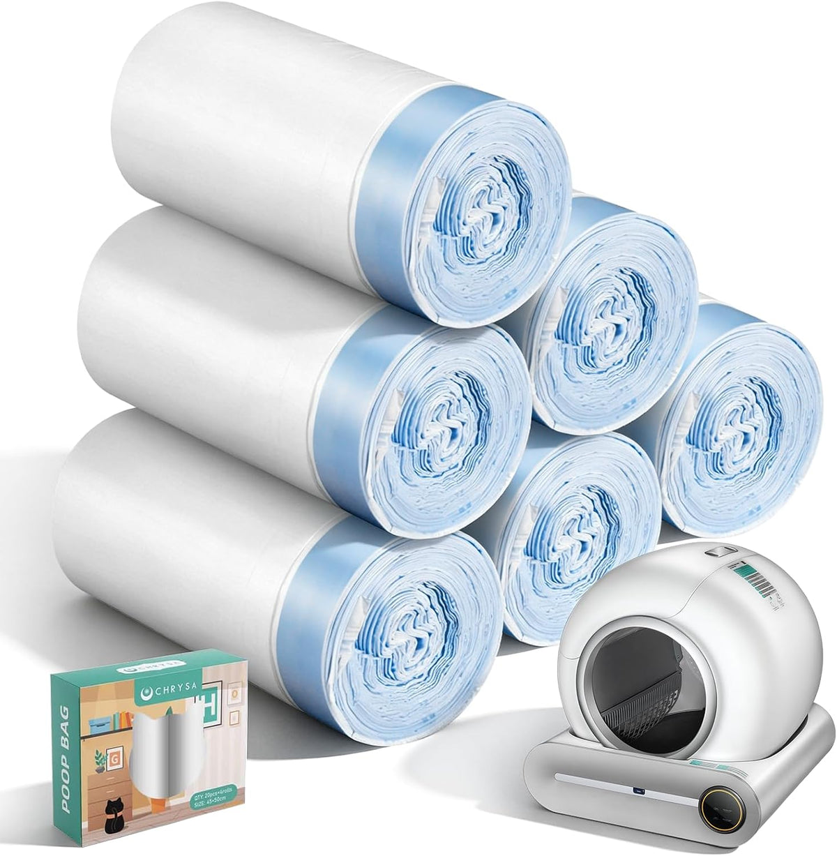 80 Count Waste Bags for Self-Cleaning Cat Litter Box, Cat Litter Box Liners