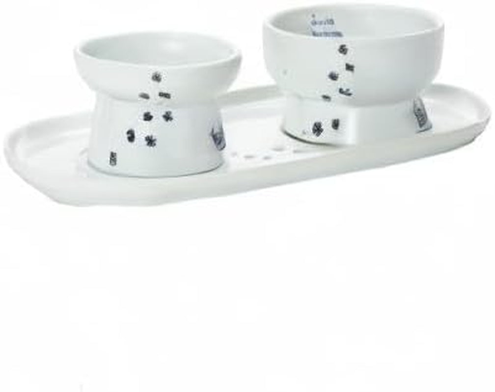 Necoichi Raised Cat Bowl Dining Tray (Bowl Set with Dining Tray)
