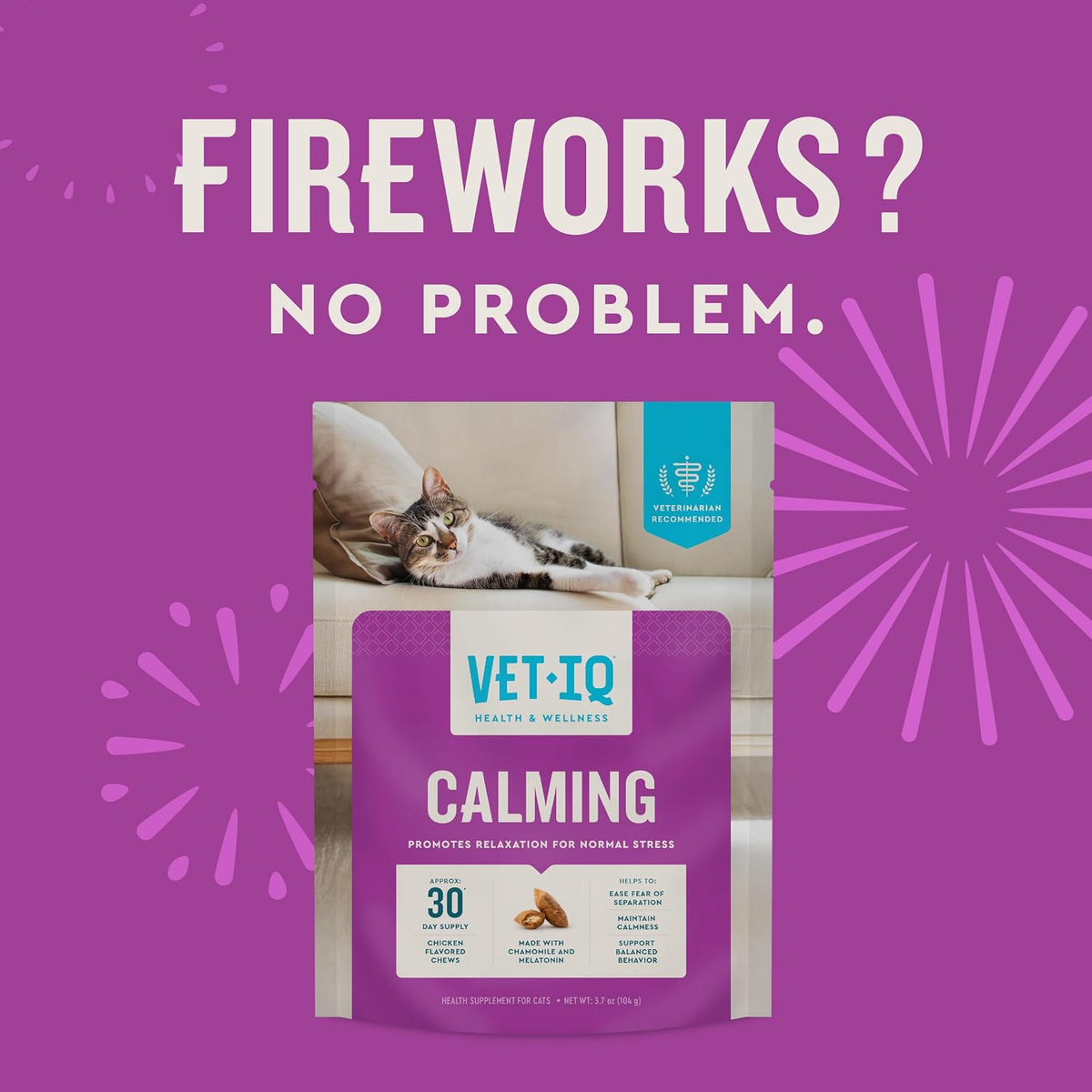 Vetiq Cat Calming Treats, Melatonin & Ashwagandha, 3.7Oz