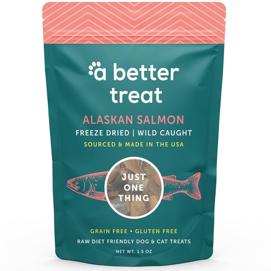 A Better Treat - Freeze Dried Salmon Dog Treats, Wild Caught, Single Ingredient | Natural High Value | Gluten Free, Grain Free, High Protein, Diabetic