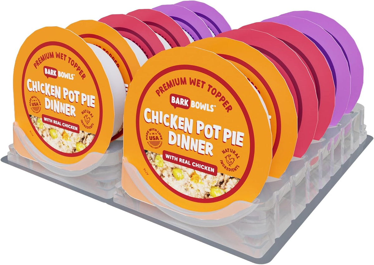 Wet Dog Food Cups, Chicken Pot Pie Dinner, Turkey Fare Dinner, Homestyle Beef Dinner Variety Pack- 3.5 Oz Cups (Pack of 12), Made in the USA with Real Beef