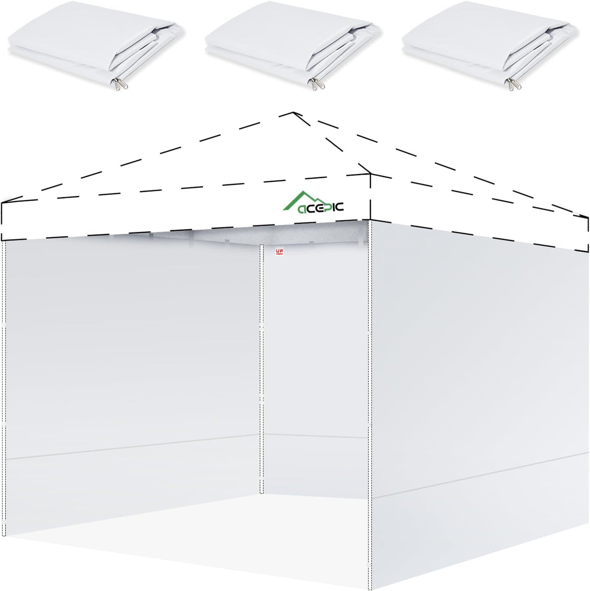 ACEPIC 10X10 Canopy Sidewalls Only, White (3PCS, No Frame or Top)
