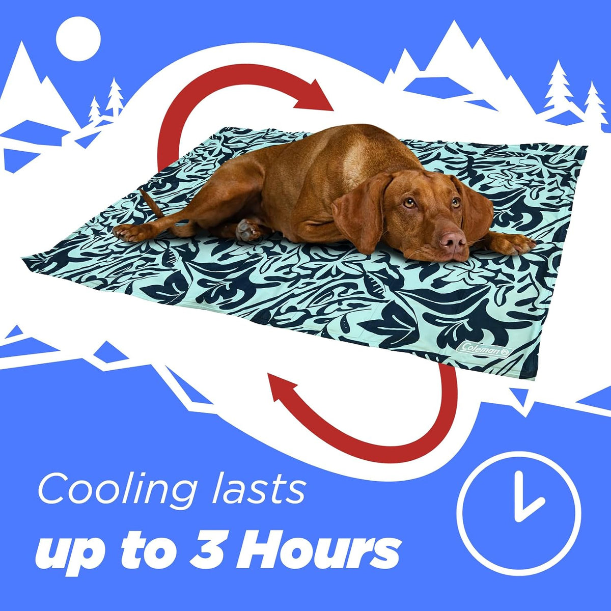 Coleman Medium Navy Botanical Pattern Reversible Cooling Mat – 24” X 30”