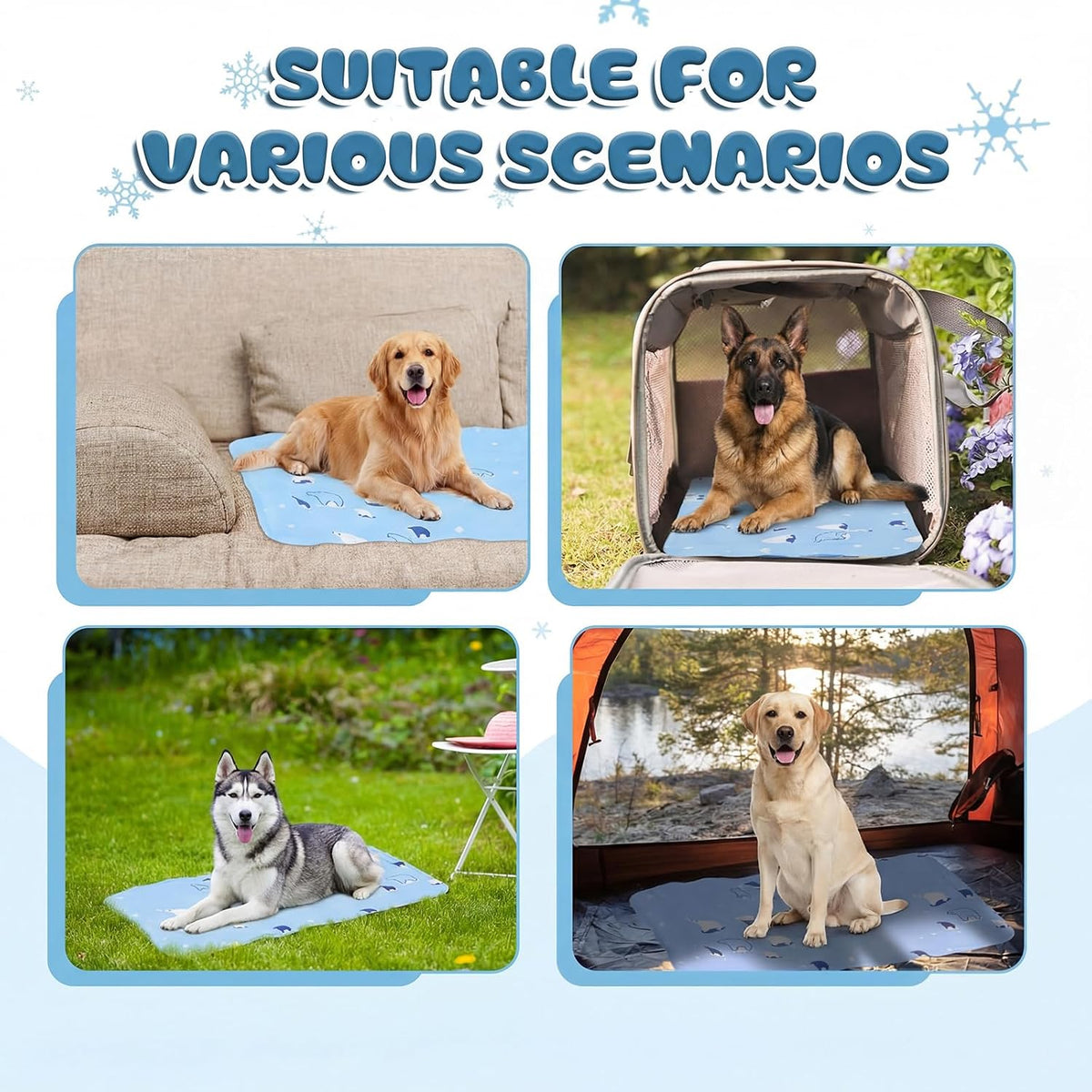 Nuanchu Pet Cooling Mat, Sky Blue Bear, 23.62 X 35.43 Inches, 1 Pcs