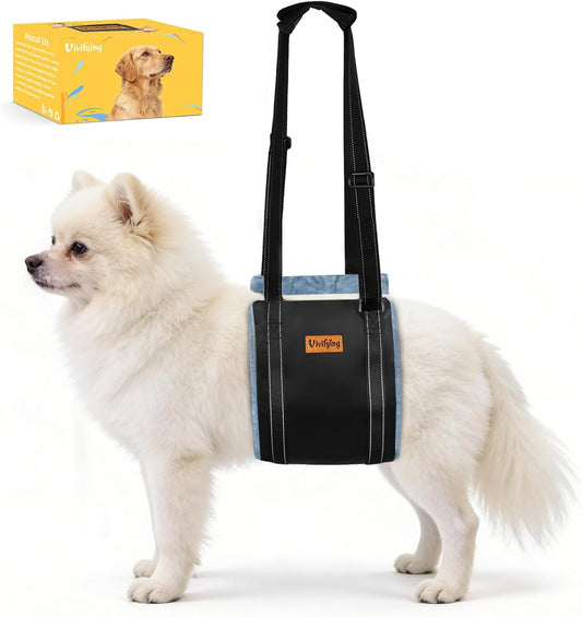 Vivifying Dog Lift Sling for Small Dogs, Flannel Rear Support, Gray, S