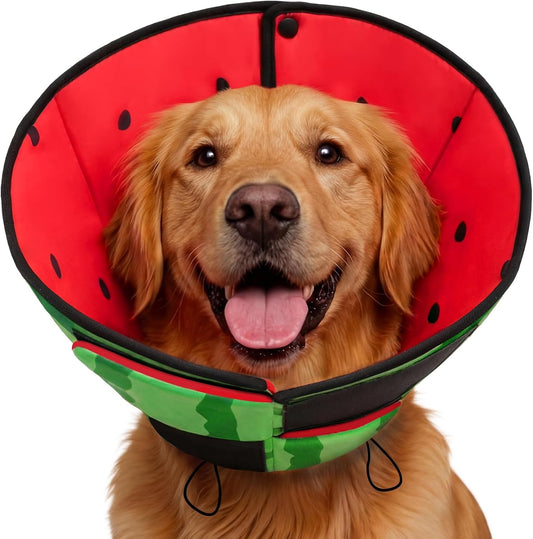Soft Cone for Dogs, Dog Cones for Large Dogs to Stop Licking, Dog Soft Cone, Elizabethan Collar for Pets, Alternative Pet Recovery Collar for Wound Healing, Watermelon L