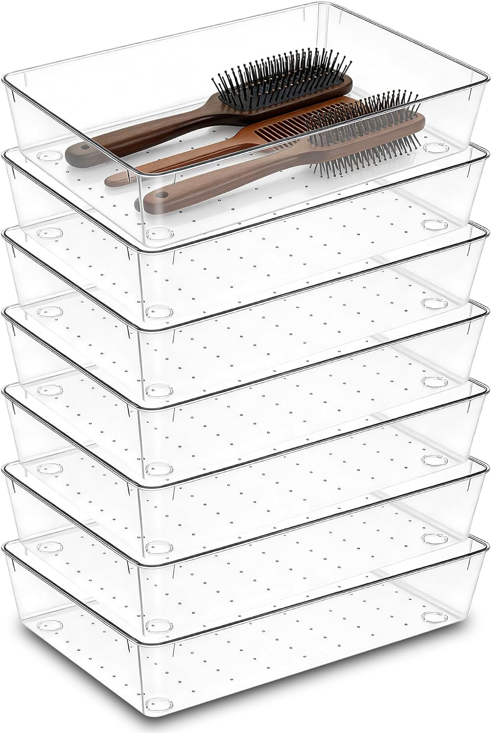 7Pack 6"*9" Clear Drawer Organizers for Makeup, Vanity, Office