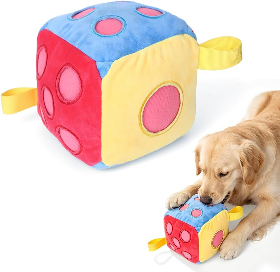 Snuffle Dice Dog Toy, Treat Hiding Puzzle for Enrichment.