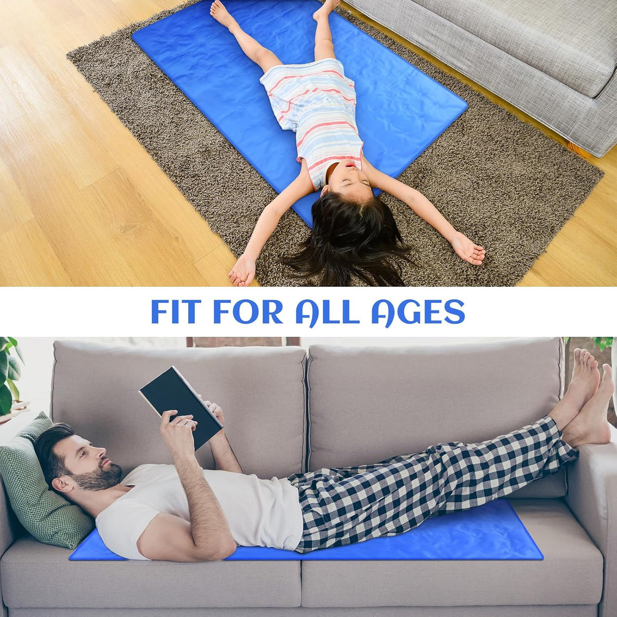 Drydiet Cooling Pad Mat for Bed,Gel,Plain,48 X 28 Inch,Blue