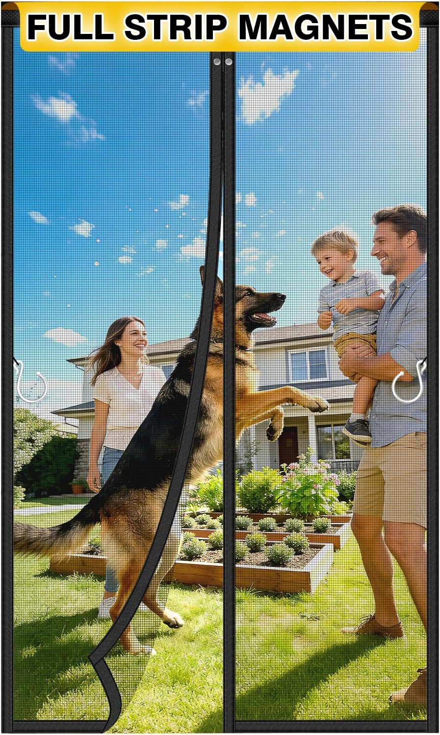HOFUDON Heavy Duty Magnetic Screen Door, Fits 38 X 82 Inch Doors, Black