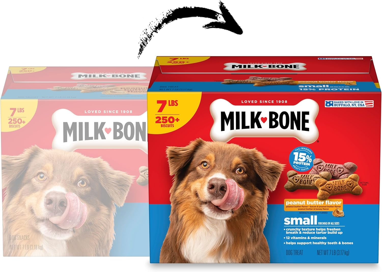 Milk-Bone Peanut Butter Flavor Dog Biscuits, Naturally & Artificially Flavored, 7 Lb. Box