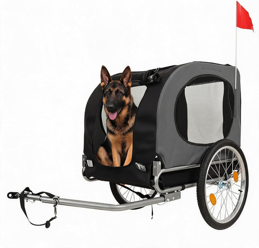 Foldable Dog Trailer for Bike, 88 Lbs Pet Cart with Air-Filled Tires