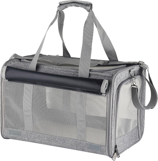Large Cat Carrier Pet Carrier Dog Carrier for Cats Dogs Soft Sided Cat Travel Carrier Airline Approved Rabbit Carrier Reptile Carrier Small Animal Carriers Kitten Carrier(Large Grey)
