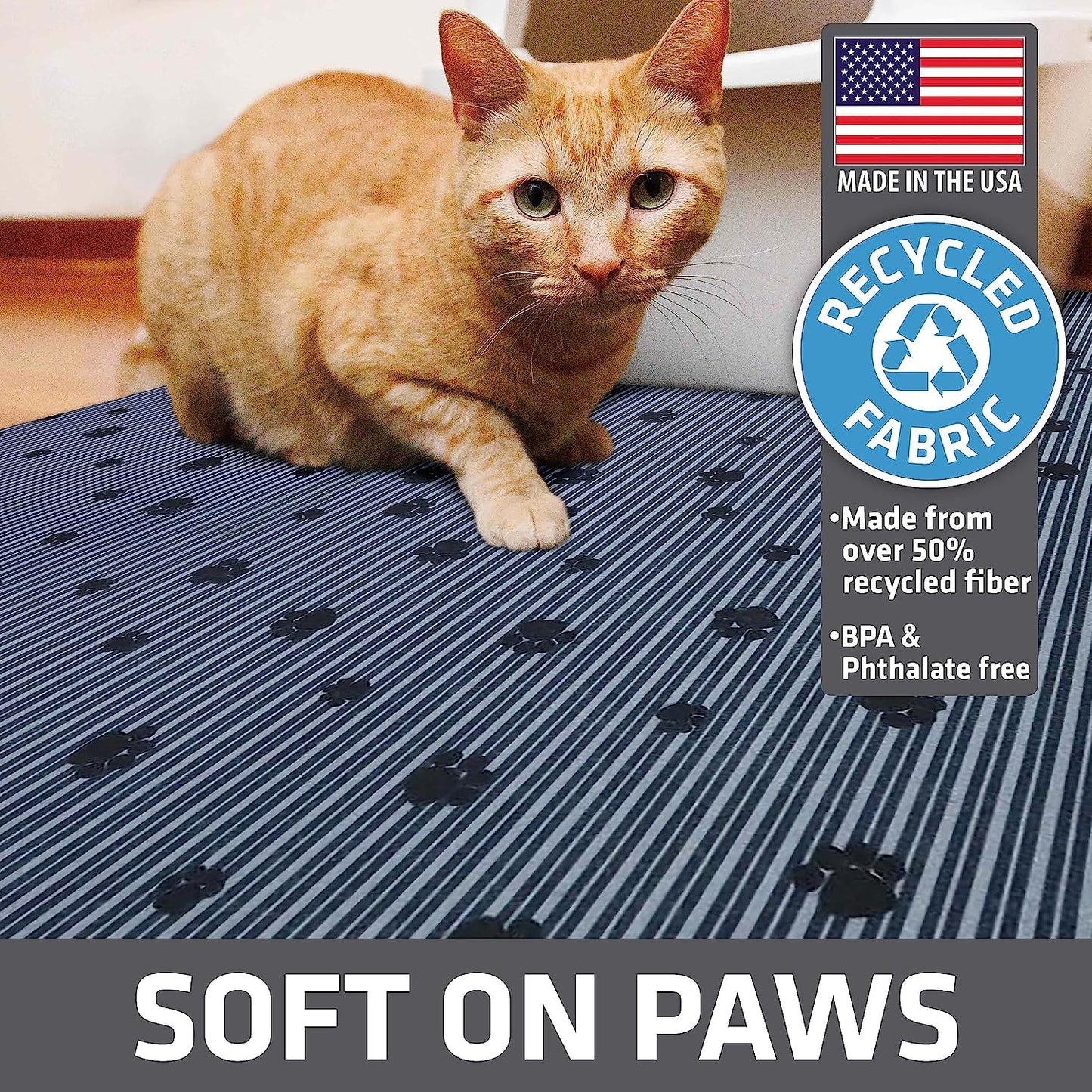 Drymate Cat Litter Box Mat, Litter Trapping Mat, Waterproof, Urine-Proof, Absorbent, Machine Washable, Soft on Paws, Contains Mess, Protects Floors, Kitten Supplies, Gray, 20X28