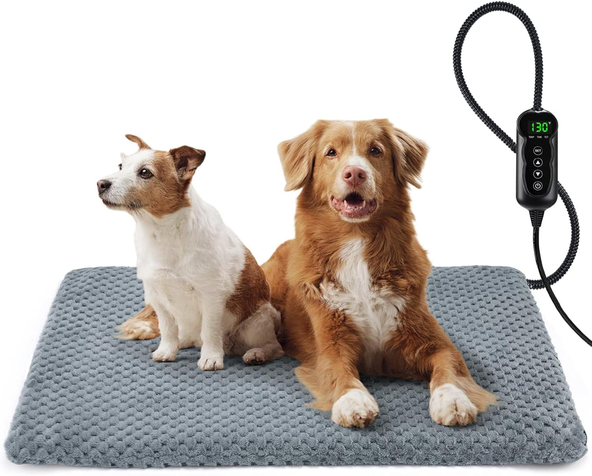 INVENHO Extra Large Pet Heating Pad, Adjustable Temperature Waterproof Dog Cat Heating Pad with Timer, Electric Pet Heated Mat