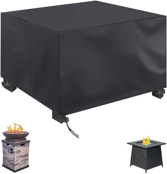 FLR Square Fire Pit Cover, 45X45X25 Inch, Waterproof 420D Heavy Duty Gas Patio Furniture Protection, All-Season Black (45X45X25In)