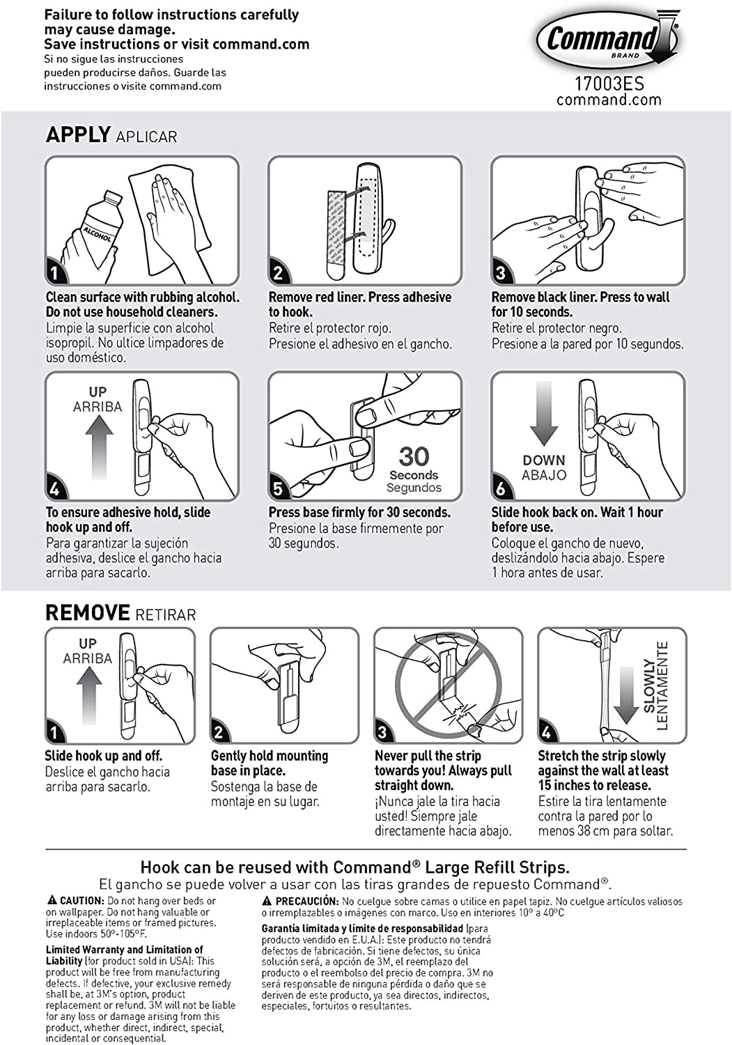 Command Large Utility Hooks, 7-Hooks, 12-Strips, Organize Damage-Free