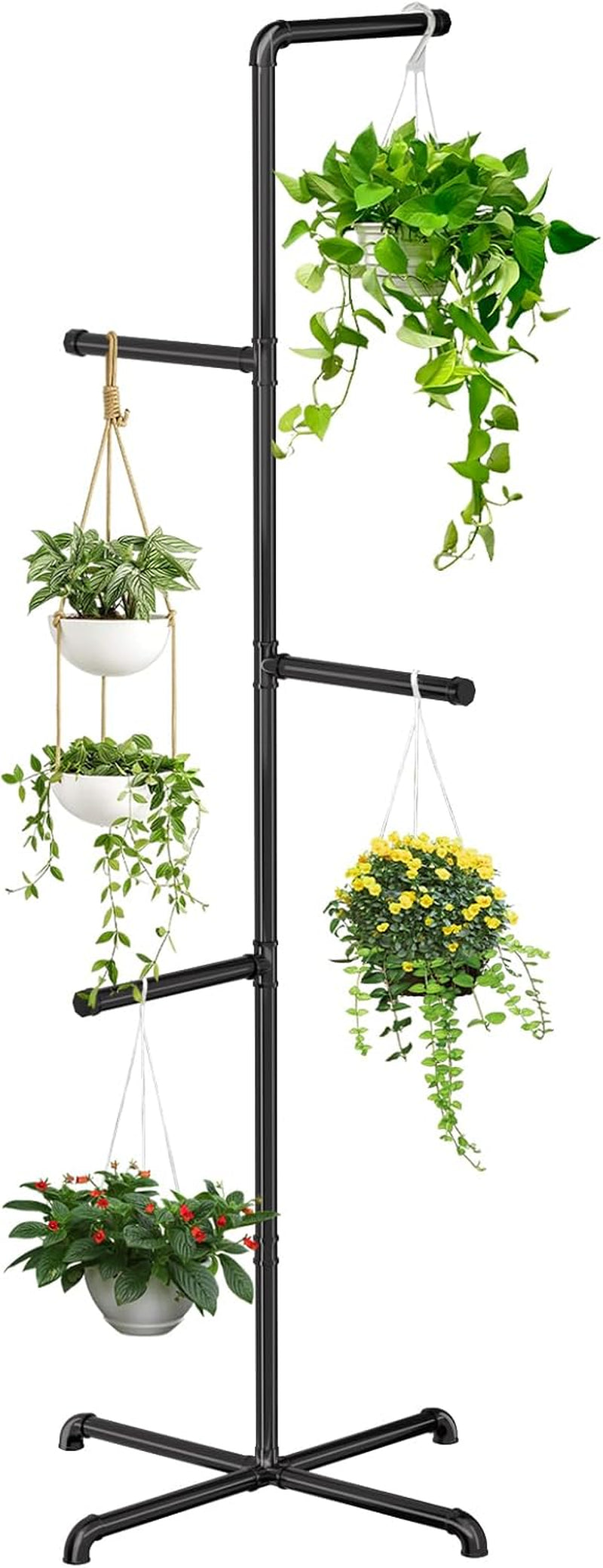 Hanging Plant Stand Indoor, Black Metal Plant Holder, 76 Inch