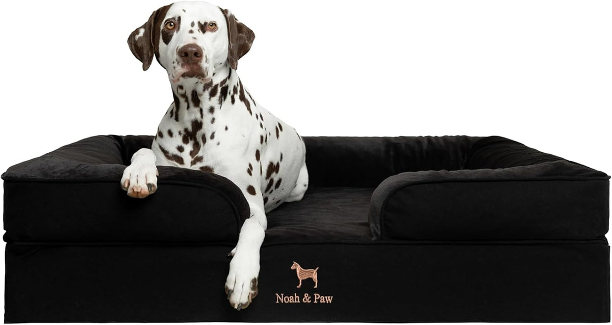 NOAH & PAW Large Dog Bed, Orthopedic Memory Cooling Foam (2X Base) 45X35X11