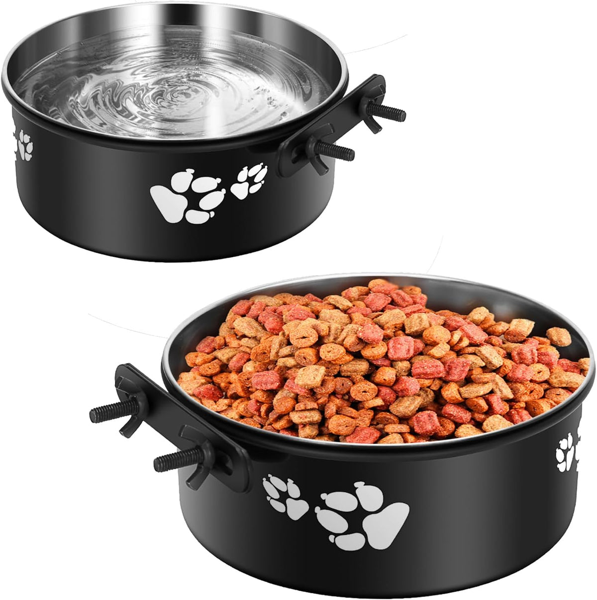 Kennel Water Bowl Hanging, Food and Water Bowl for Dog Cage, Crate, 2 Pack