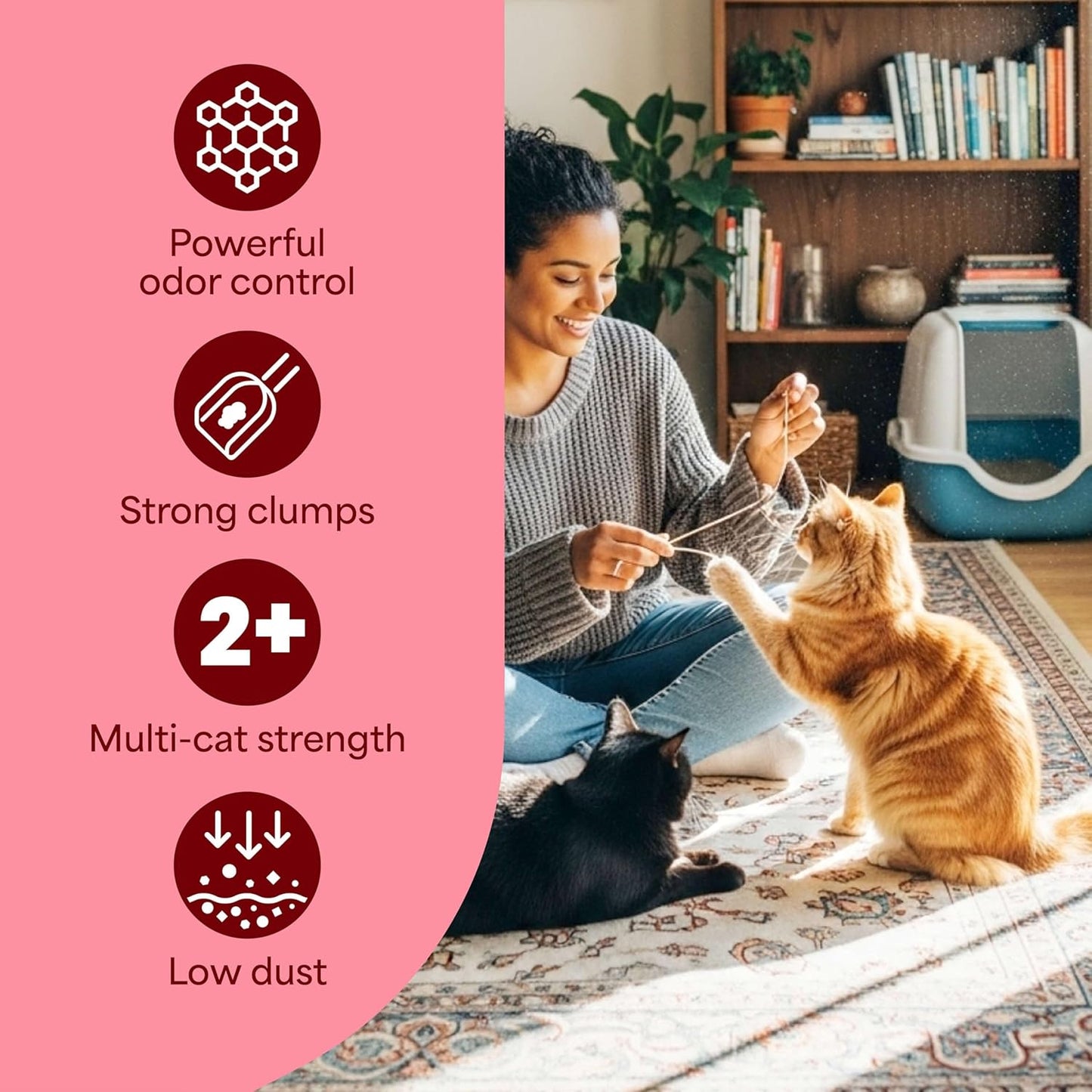 Fresh Step Odor Shield Multi Cat Clumping Cat Litter with Febreze Freshness, Low Dust, Odor Control with Ammonia Block Technology, Compatible in Automatic Litter Boxes, 14 Lb.