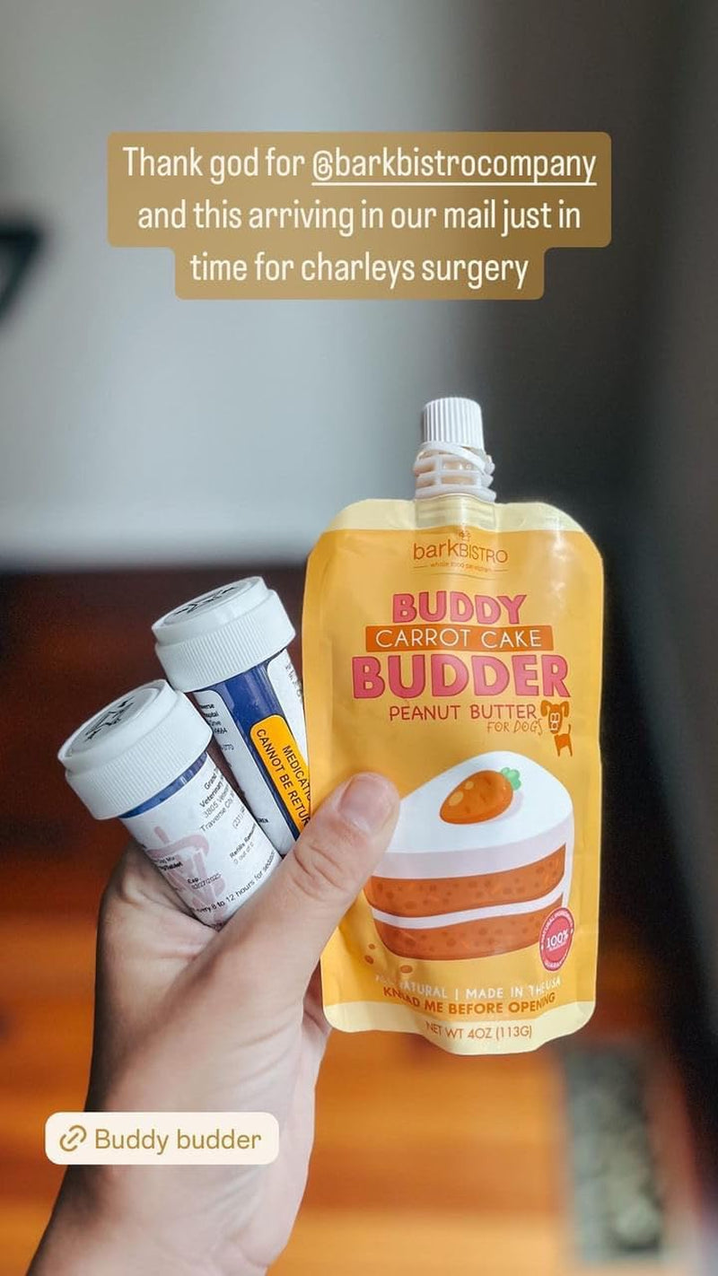 BUDDY BUDDER 6 Pack Mixed Flavor Squeeze Packs, 100% Natural Dog Peanut Butter, Healthy Peanut Butter Dog Treats, Made in USA, (4Oz Packs)