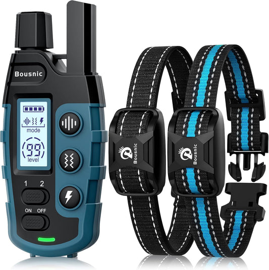 Dog Shock Collar 2 Dogs (5-120Lbs) - 3300 Ft Waterproof Training Collar for Dogs Large Medium Small with Rechargeable Remote, Beep (1-8) Vibration (1-16) and Humane Shock (1-99) Modes