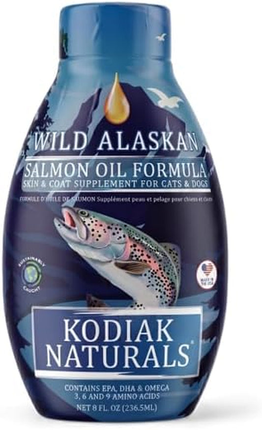 8Oz Wild Alaskan Salmon Oil Formula for Dogs, Omega 3 Fish Oil with EPA & DHA – Skin & Coat, Joint, Heart & Immune Support – Helps Itching, Shedding & Dry Skin – Liquid Supplement
