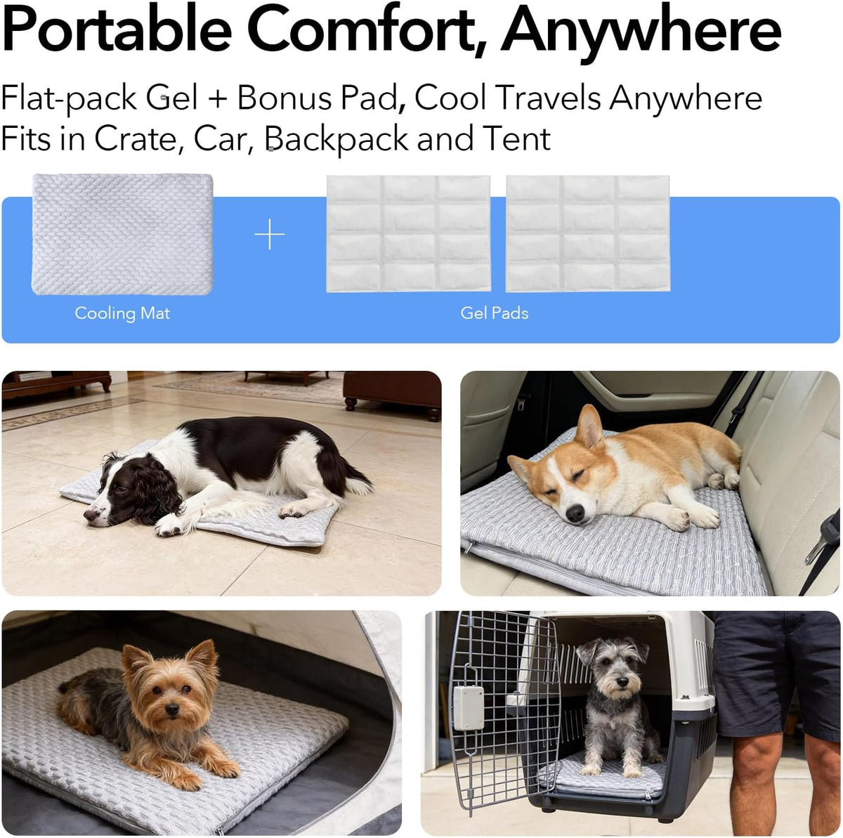 2-In-1 Cooling Pet Mat & Crate Pad for under 8Lbs Cats, 20"X12", S